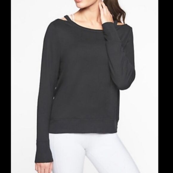 Athleta -458 Cutout Neck Sweatshirt Black Style 352951 Small‎ - Picture 1 of 8
